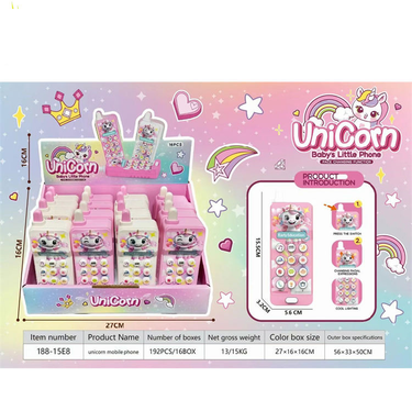 1Pc Kids Unicorn Musical Mobile Phone